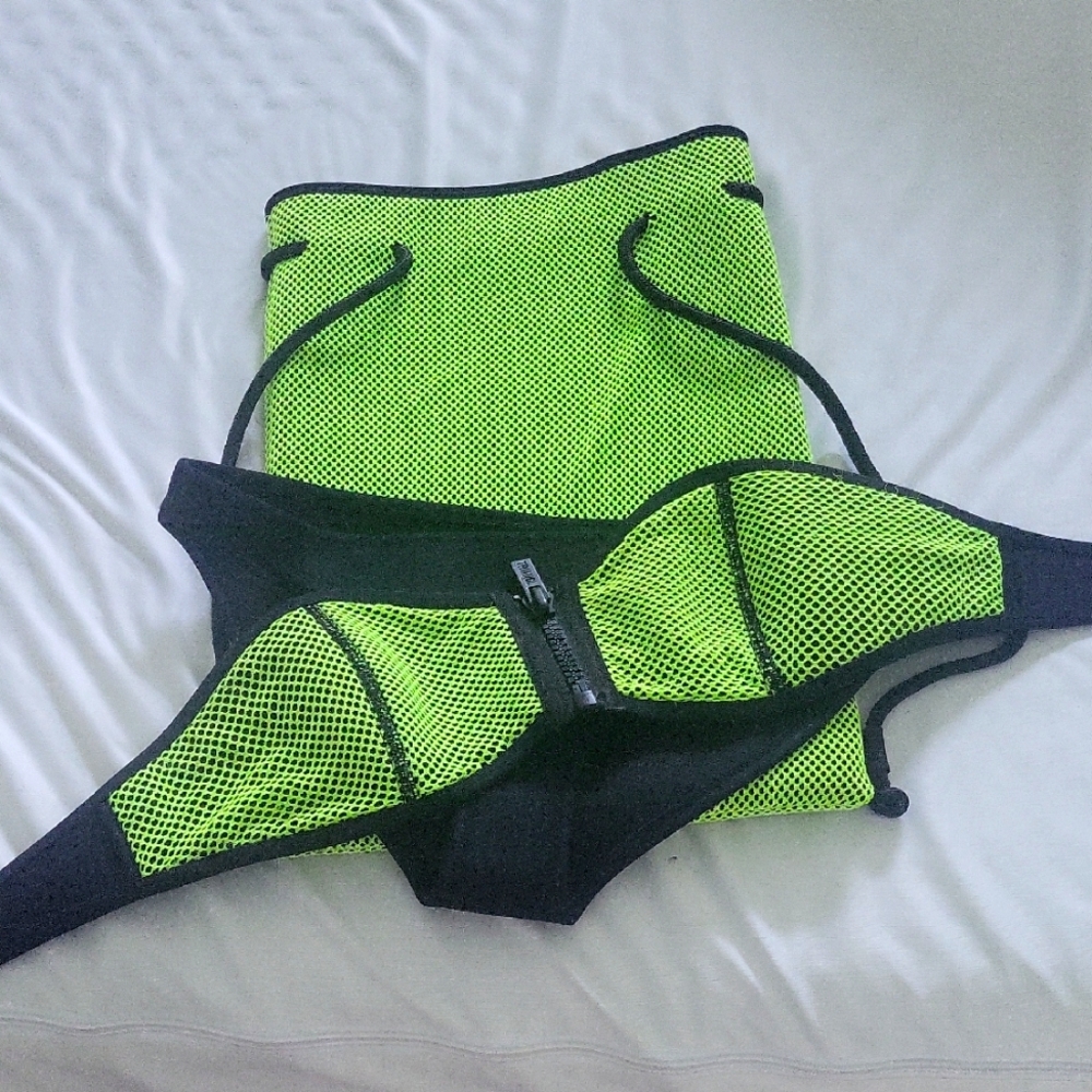 Triangl Swimwear Black/Neon Green Bikini Set